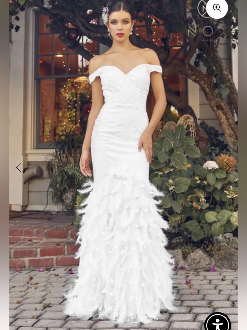 Nox Annabelle white evening gown Sequins throughout with 3d flowers and feathers